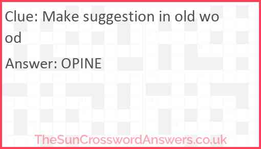 Make suggestion in old wood Answer