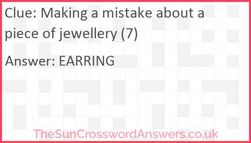 Making a mistake about a piece of jewellery (7) Answer