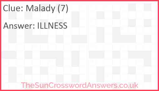 Malady (7) Answer