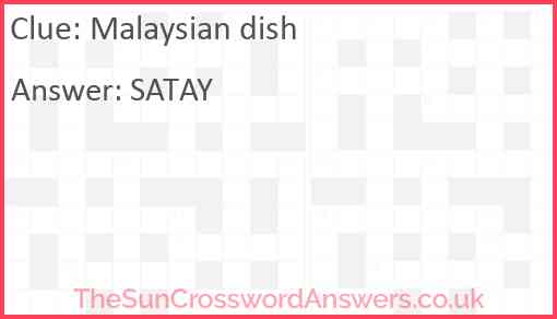 Malaysian dish Answer