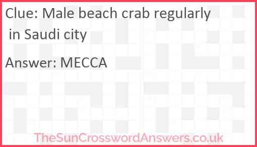 Male beach crab regularly in Saudi city Answer