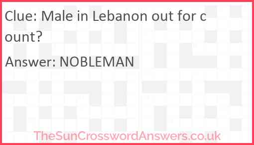 Male in Lebanon out for count? Answer