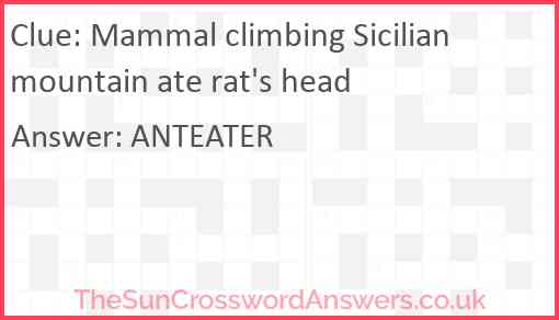 Mammal climbing Sicilian mountain ate rat's head Answer