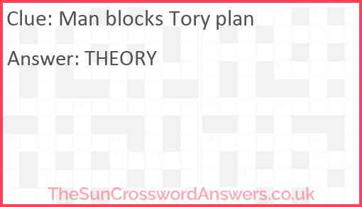 Man blocks Tory plan Answer