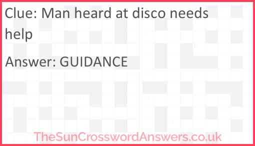 Man heard at disco needs help Answer