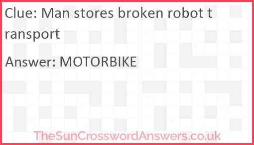 Man stores broken robot transport Answer