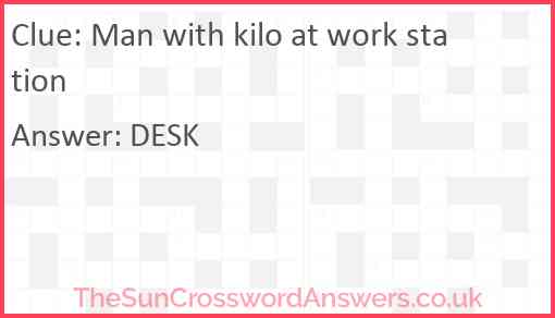 Man with kilo at work station Answer