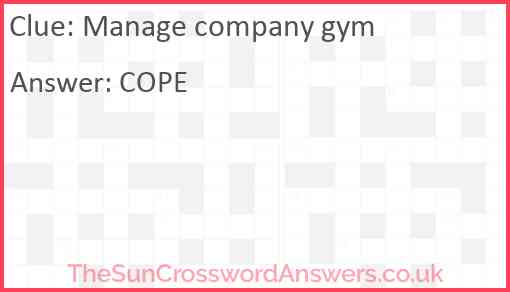 Manage company gym Answer