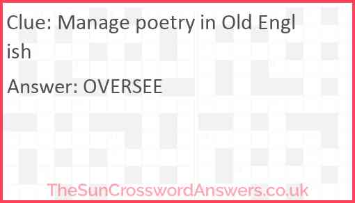 Manage poetry in Old English Answer