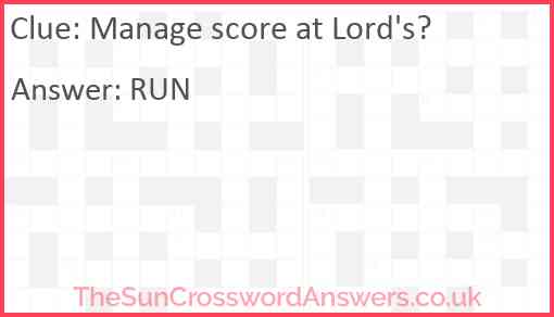 Manage score at Lord's? Answer