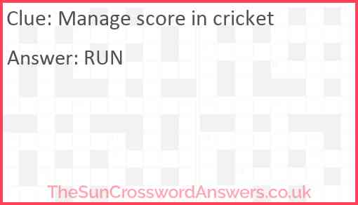 Manage score in cricket Answer