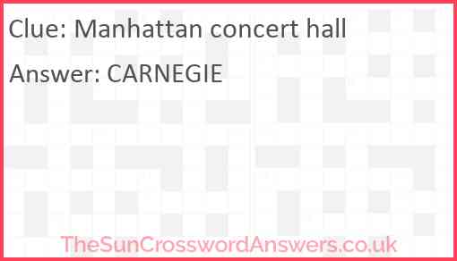 Manhattan concert hall Answer