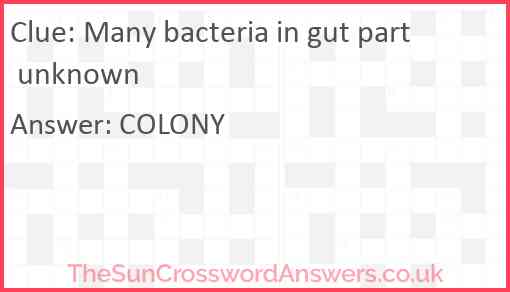 Many bacteria in gut part unknown Answer