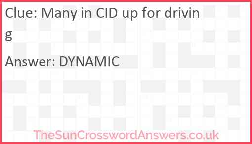 Many in CID up for driving Answer