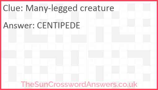Many-legged creature Answer