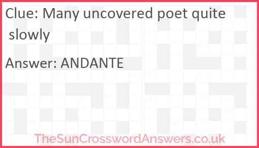 Many uncovered poet quite slowly Answer