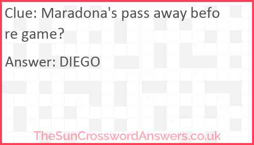 Maradona's pass away before game? Answer