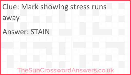 Mark showing stress runs away Answer