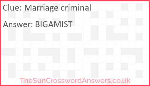 Marriage criminal Answer