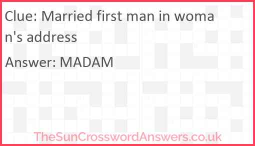 Married first man in woman's address Answer