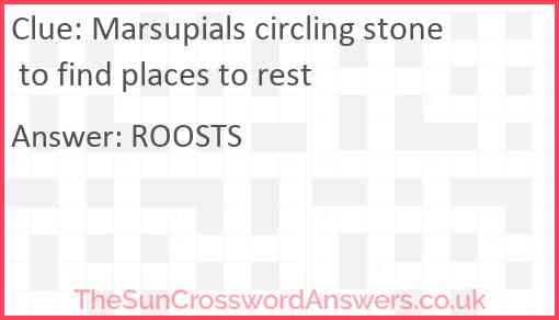 Marsupials circling stone to find places to rest Answer