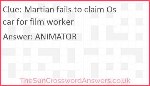 Martian fails to claim Oscar for film worker Answer