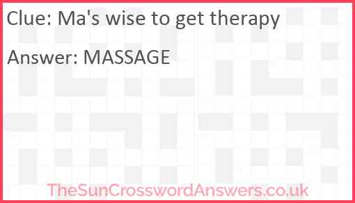 Ma's wise to get therapy Answer