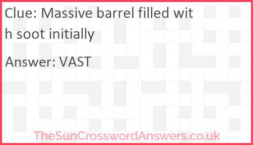 Massive barrel filled with soot initially Answer