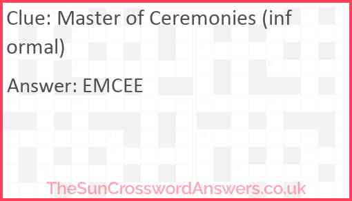 Master of Ceremonies (informal) Answer