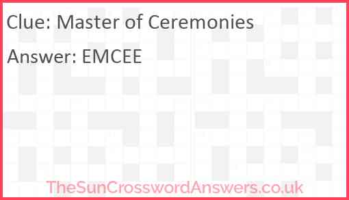 Master of Ceremonies Answer