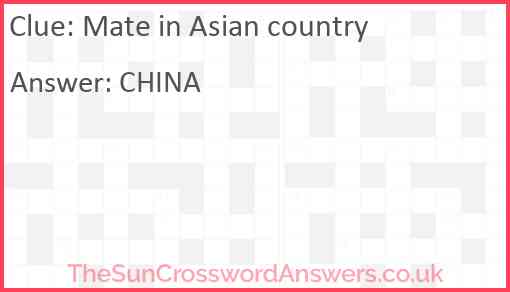 Mate in Asian country Answer