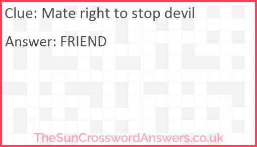 Mate right to stop devil Answer