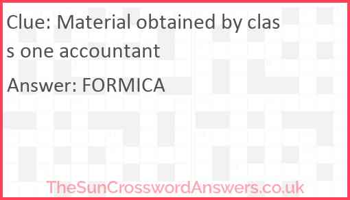 Material obtained by class one accountant Answer