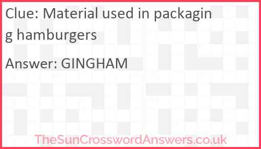 Material used in packaging hamburgers Answer
