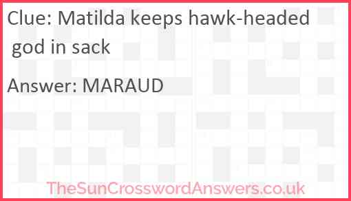 Matilda keeps hawk-headed god in sack Answer