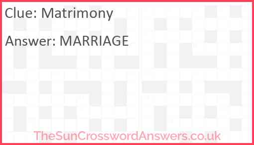 Matrimony Answer