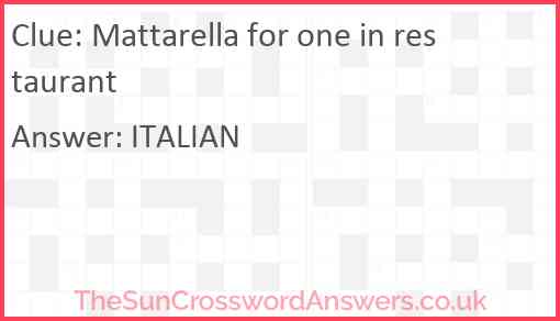 Mattarella for one in restaurant Answer