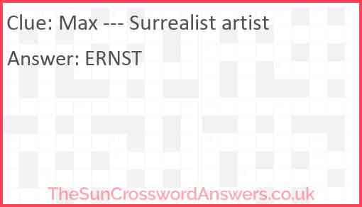 Max --- Surrealist artist Answer