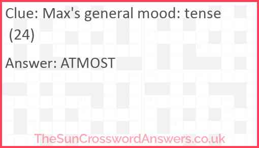 Max's general mood: tense (24) Answer