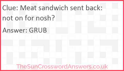 Meat sandwich sent back: not on for nosh? Answer