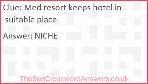 Med resort keeps hotel in suitable place Answer