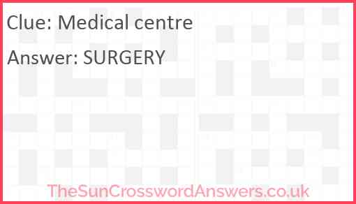Medical centre Answer