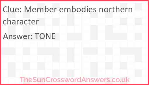 Member embodies northern character Answer