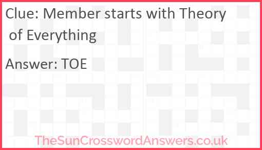 Member starts with Theory of Everything Answer