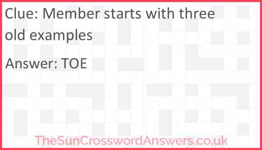 Member starts with three old examples Answer