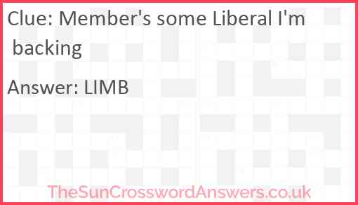 Member's some Liberal I'm backing Answer