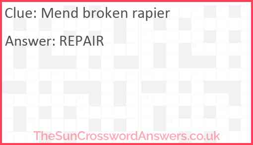 Mend broken rapier Answer