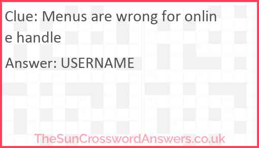 Menus are wrong for online handle Answer