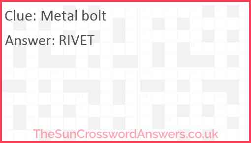 Metal bolt Answer