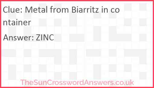 Metal from Biarritz in container Answer